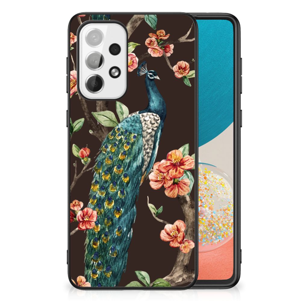 Samsung Galaxy A73 Dierenprint Telefoonhoesje Pauw met Bloemen B2C Telecom