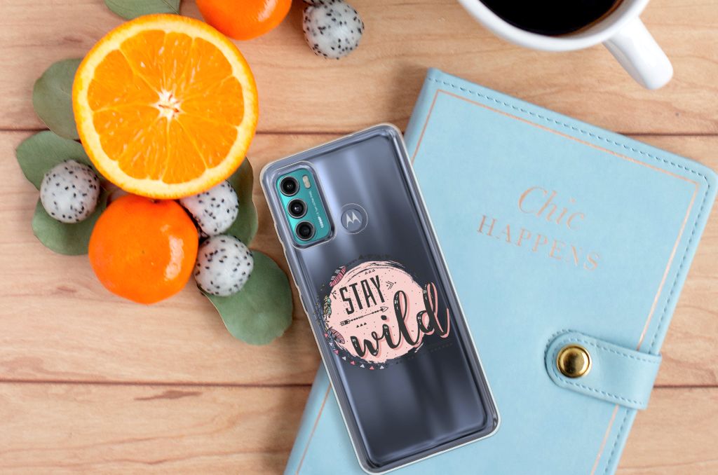 Motorola Moto G60 Telefoonhoesje met Naam Boho Stay Wild B2C Telecom