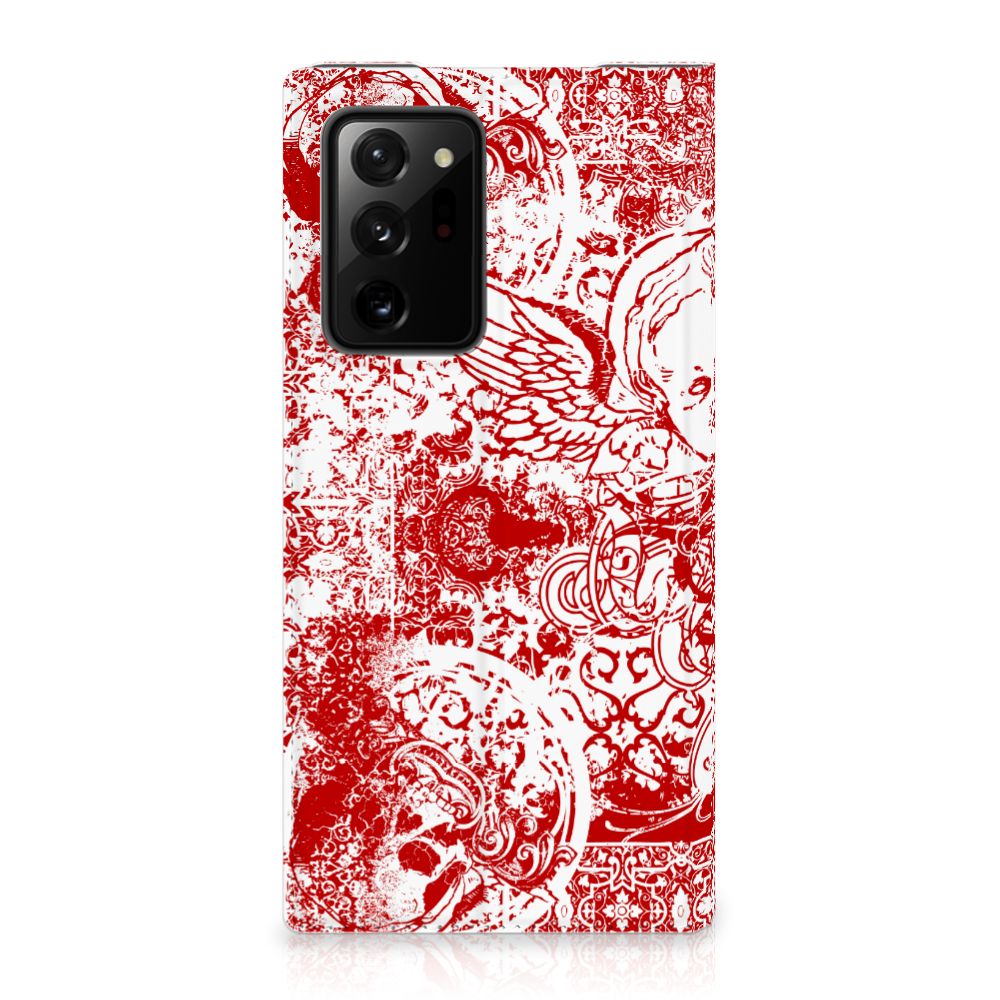 Mobiel BookCase Samsung Galaxy Note 20 Ultra Angel Skull Rood - B2C Telecom