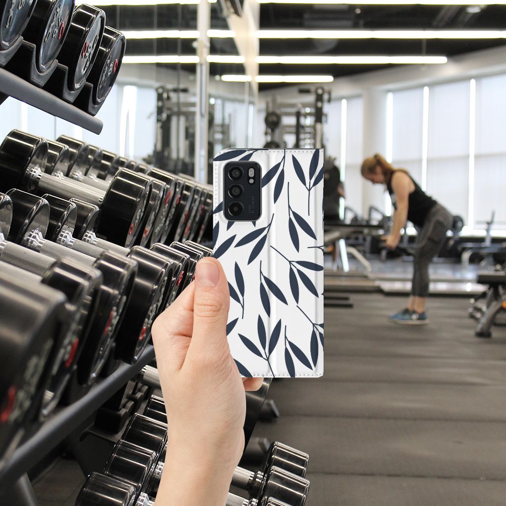 OPPO Reno6 5G Smart Cover Leaves Blue - B2C Telecom