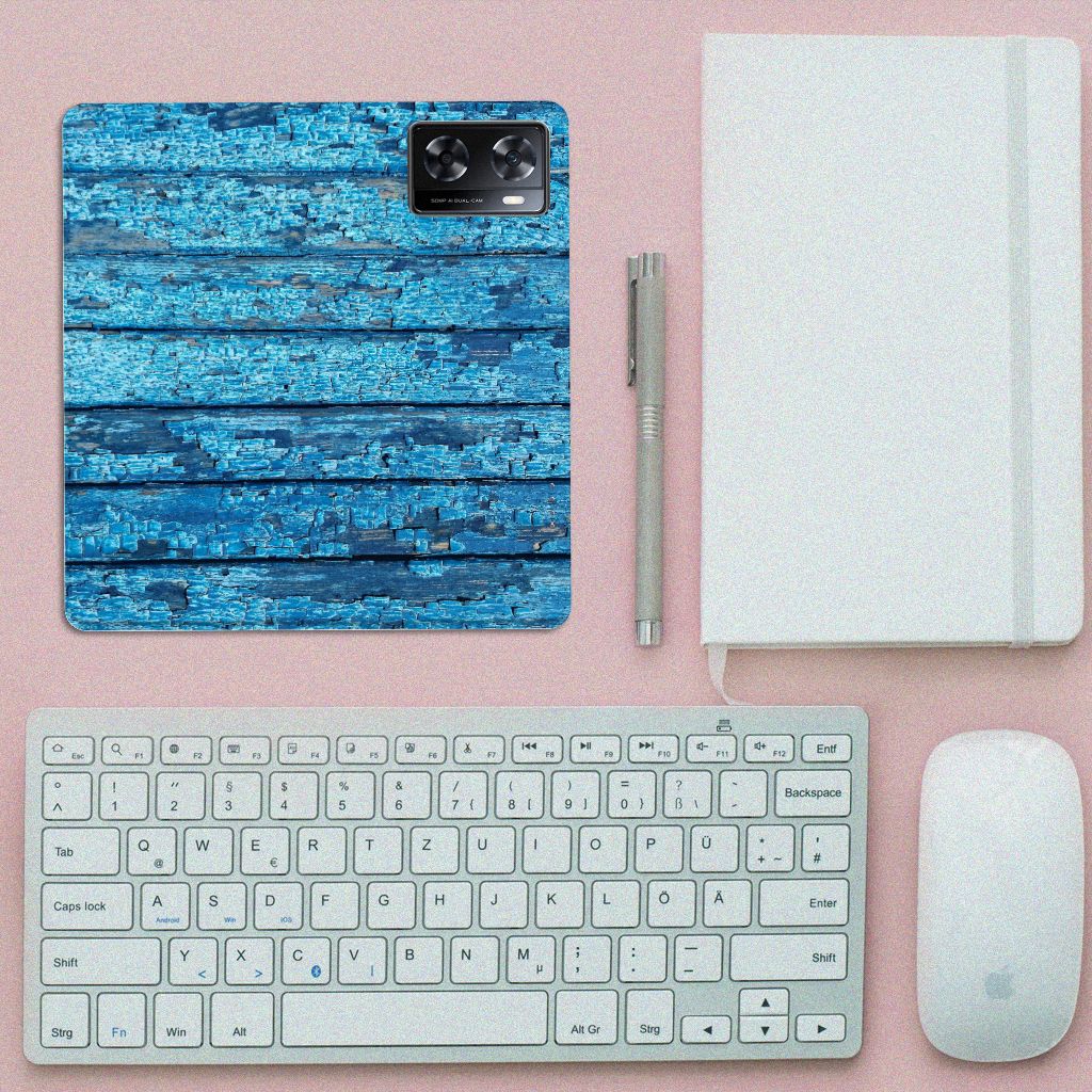 OPPO A57 | A57s | A77 4G Book Wallet Case Wood Blue - B2C Telecom