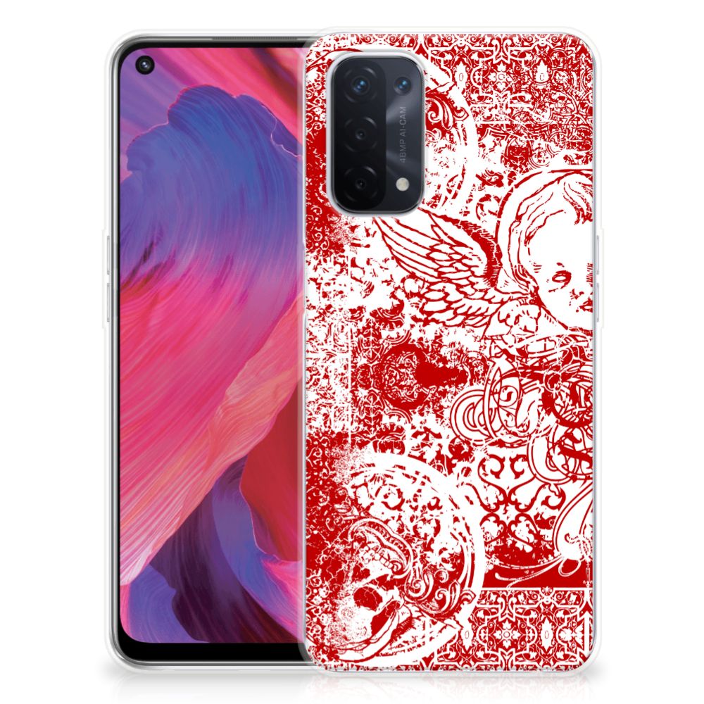 Silicone Back Case OPPO A93 5G Angel Skull Rood