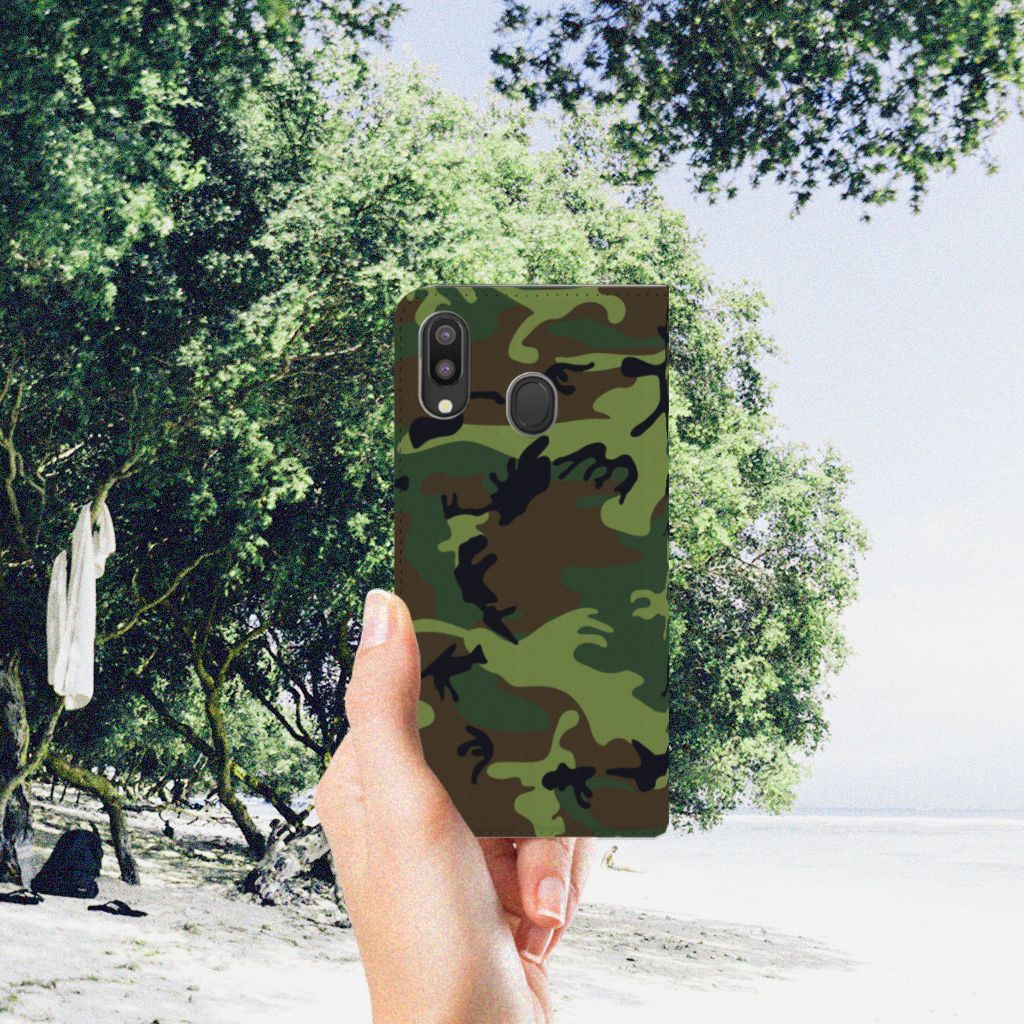 Samsung Galaxy M20 Hoesje met Magneet Army Dark
