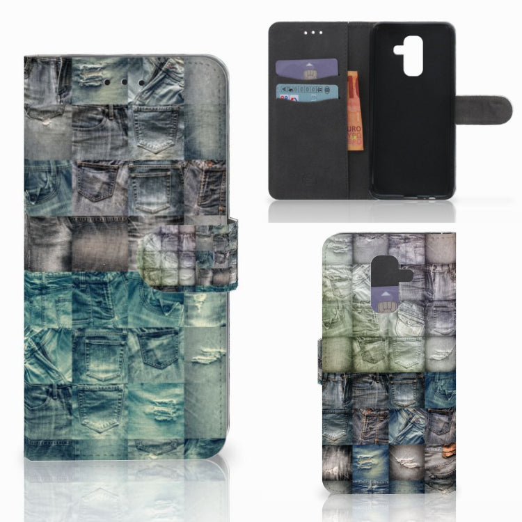 Wallet Case met Pasjes Samsung Galaxy A6 Plus 2018 Spijkerbroeken