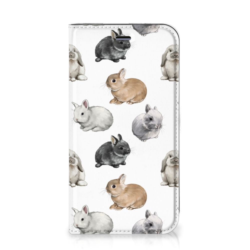 Hoesje maken voor Apple iPhone 11 Konijntjes met verschillende schattige konijnen 🐰 op een witte achtergrond.