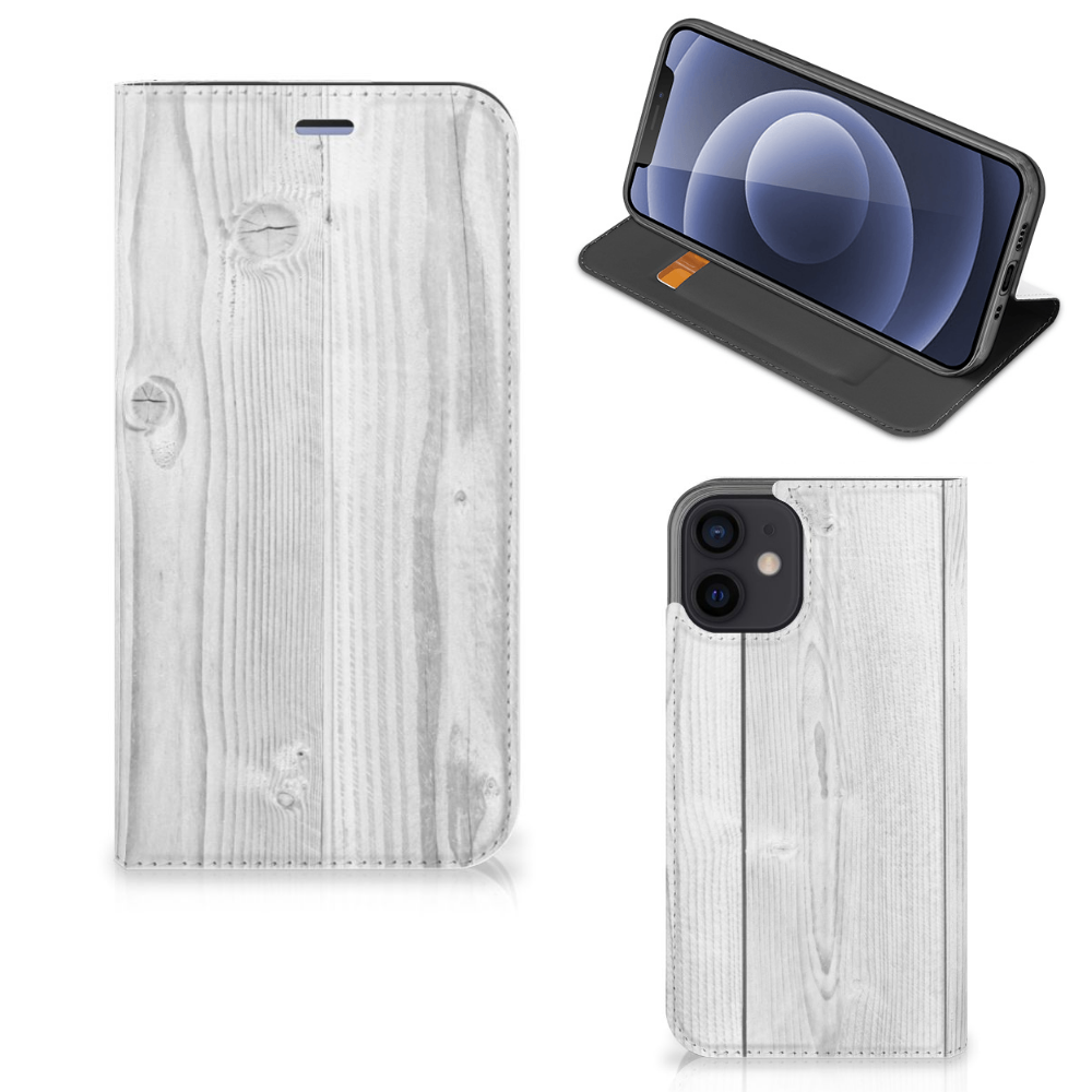 iPhone 12 Mini Book Wallet Case White Wood - B2C Telecom
