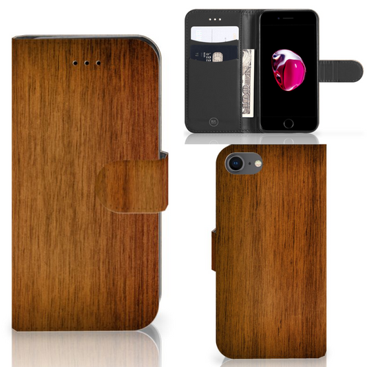 iPhone 7 | 8 | SE (2020) | SE (2022) Book Style Case Donker Hout