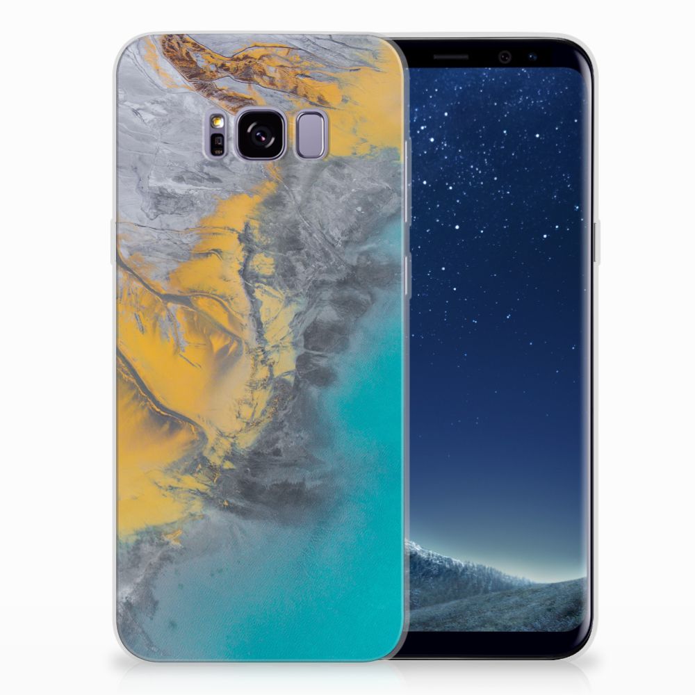 Samsung Galaxy S8 Plus TPU Siliconen Hoesje Marble Blue Gold