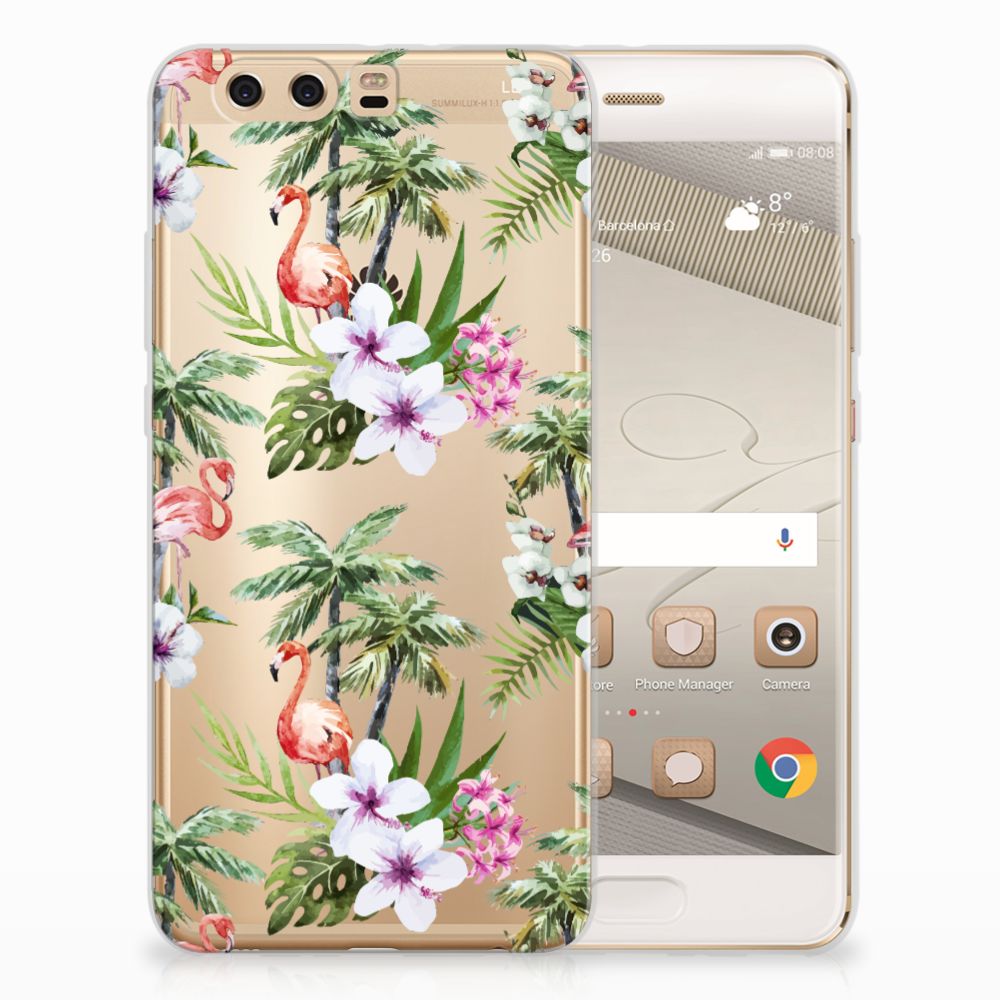Huawei P10 Plus TPU Hoesje Flamingo Palms
