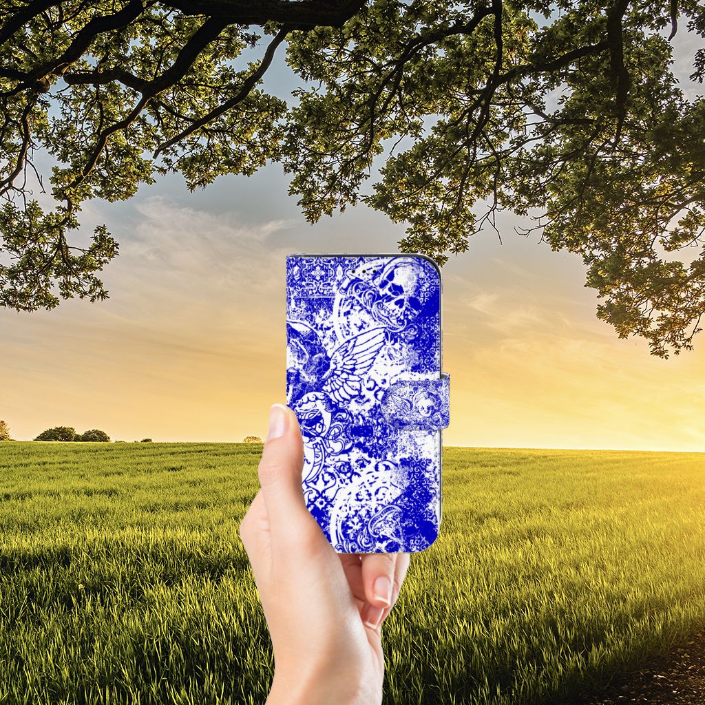 Telefoonhoesje met Naam Apple iPhone 13 Angel Skull Blauw