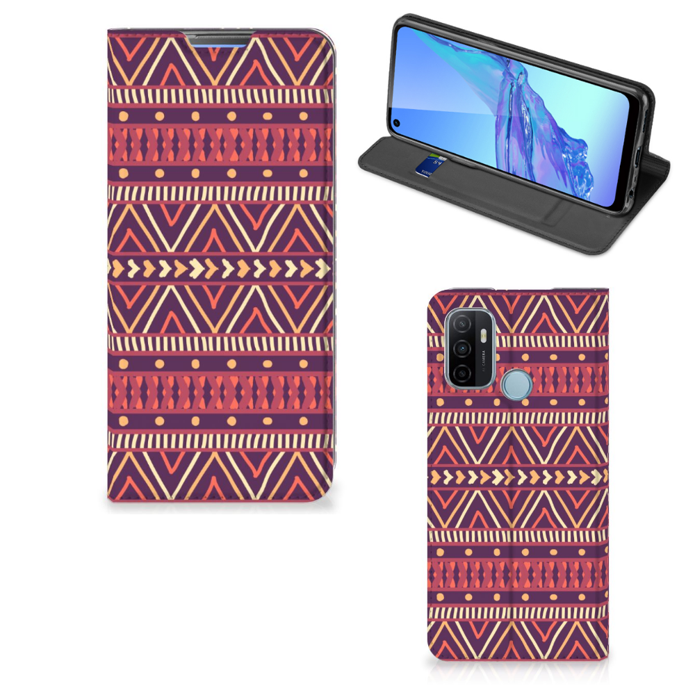 OPPO A53 | A53s Hoesje met Magneet Aztec Paars - B2C Telecom
