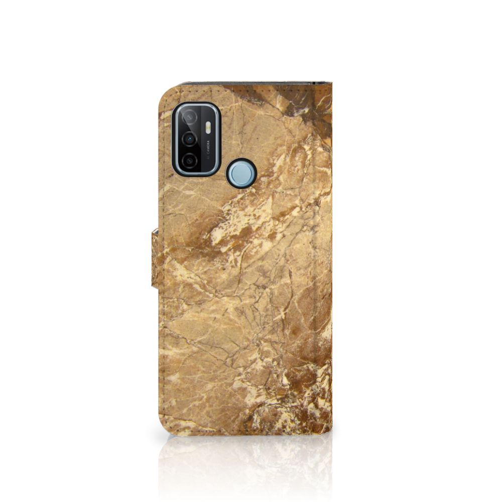 OPPO A53 | OPPO A53s Bookcase Marmer Creme met luxe marmerdesign en stevige bescherming voor jouw telefoon.