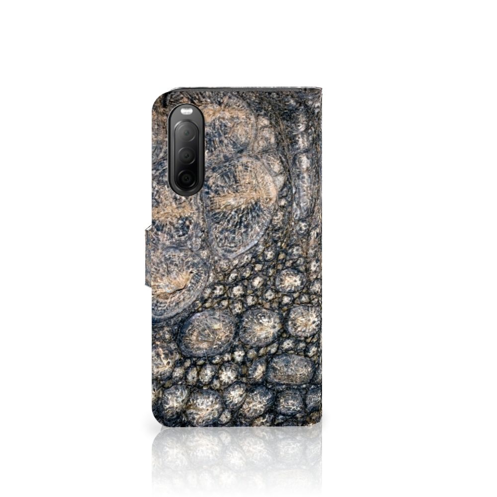 Sony Xperia 10 IV Telefoonhoesje met Pasjes Krokodillenprint