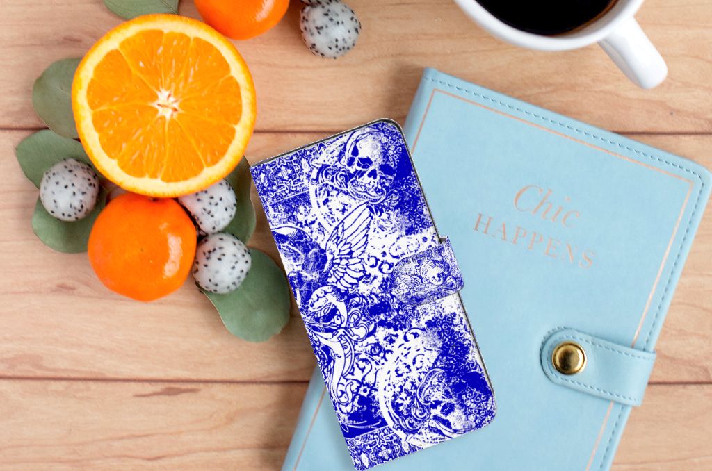 Telefoonhoesje met Naam OPPO Reno 4 Pro 5G Angel Skull Blauw