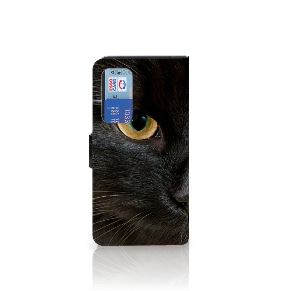 Huawei P40 Telefoonhoesje met Pasjes Zwarte Kat