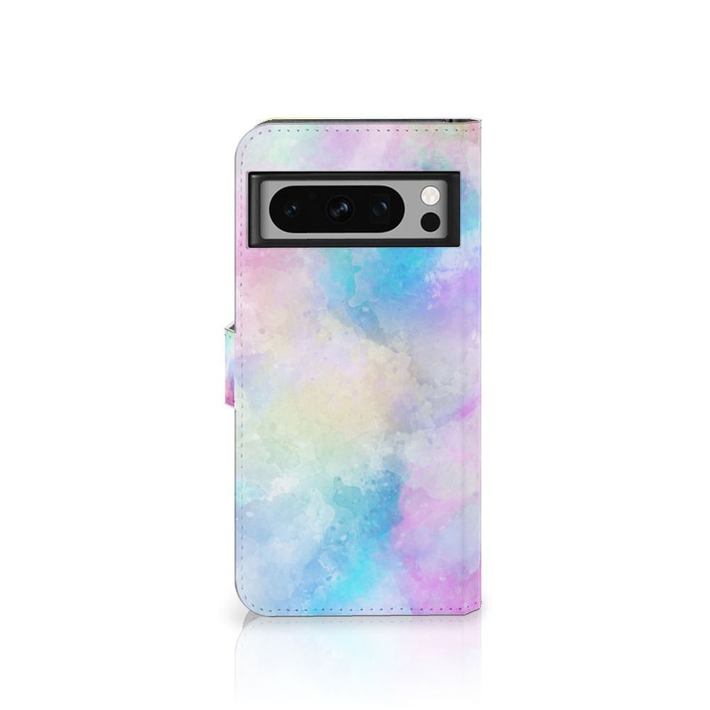 Hoesje Google Pixel 8 Pro Watercolor Light met pastelkleuren en pasjeshouder, uniek design.