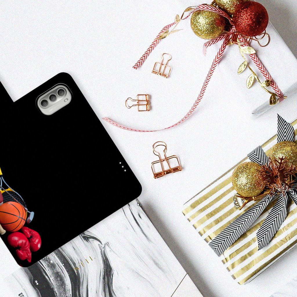 Motorola Moto G51 5G Wallet Case met Pasjes Sports met sport thema en feestelijke decoratie.