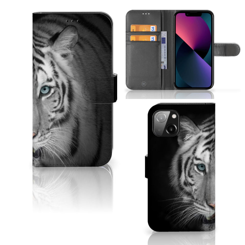 Apple iPhone 13 Telefoonhoesje met Pasjes Tijger