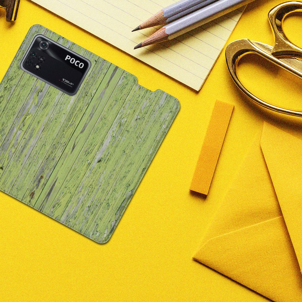 Poco X4 Pro 5G Book Wallet Case Green Wood - B2C Telecom