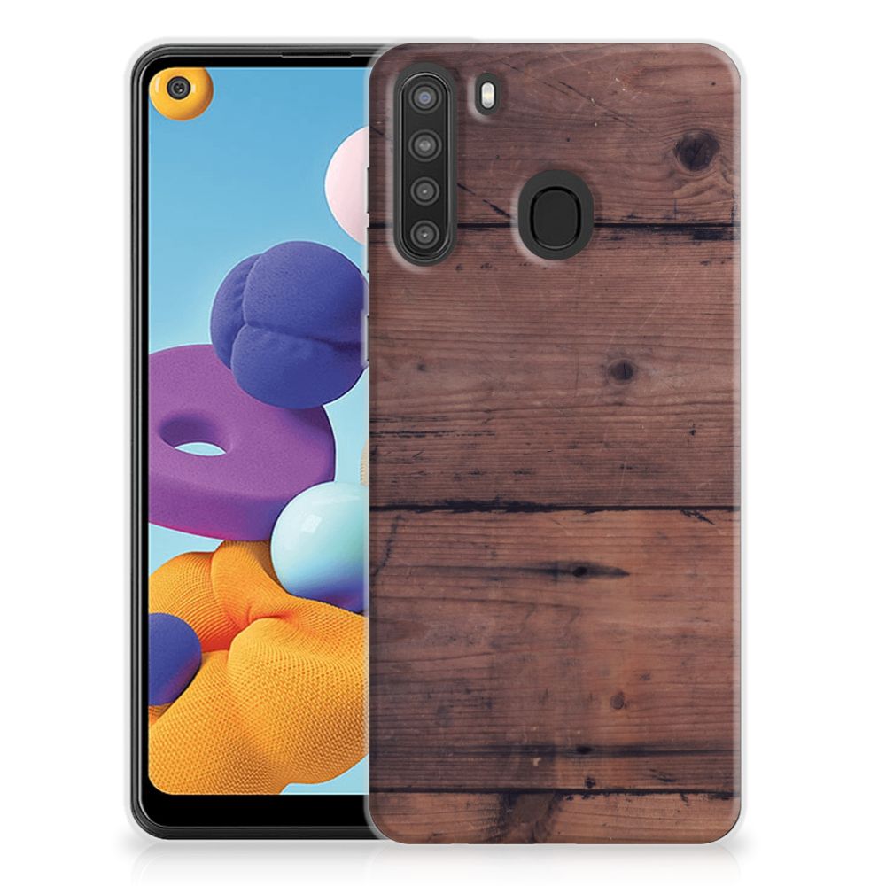 Samsung Galaxy A21 Bumper Hoesje Old Wood