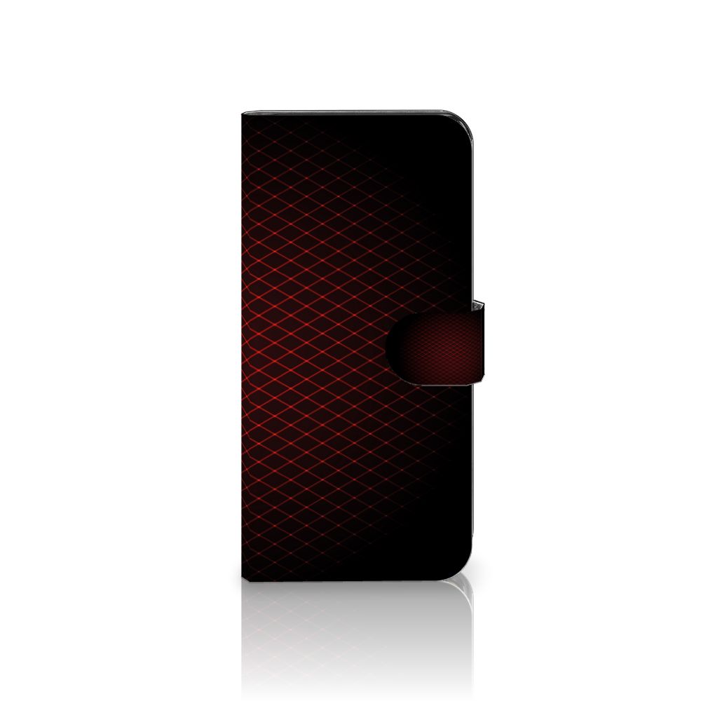 Xiaomi Redmi Note 13 5G Telefoon Hoesje Geruit Rood met geometrisch design in zwart en rood.