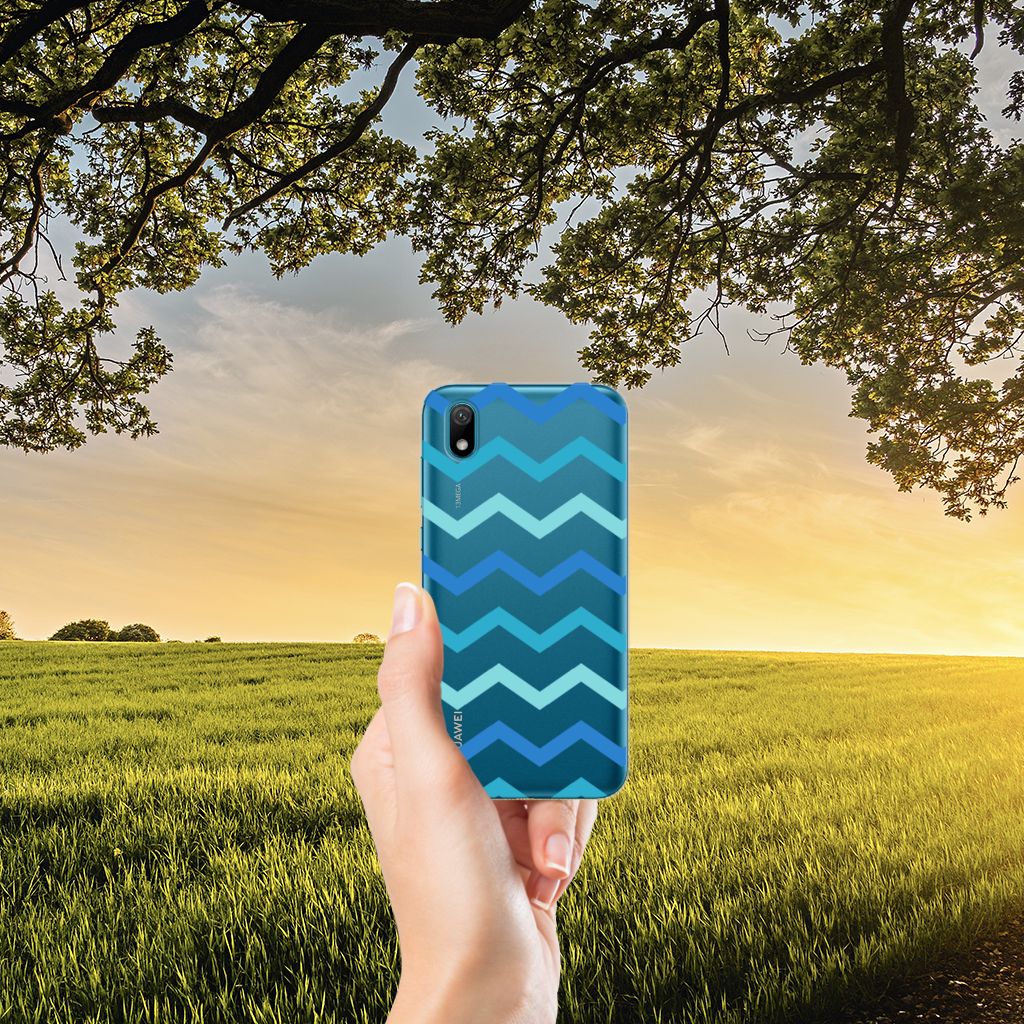 Huawei Y5 (2019) TPU bumper Zigzag Blauw