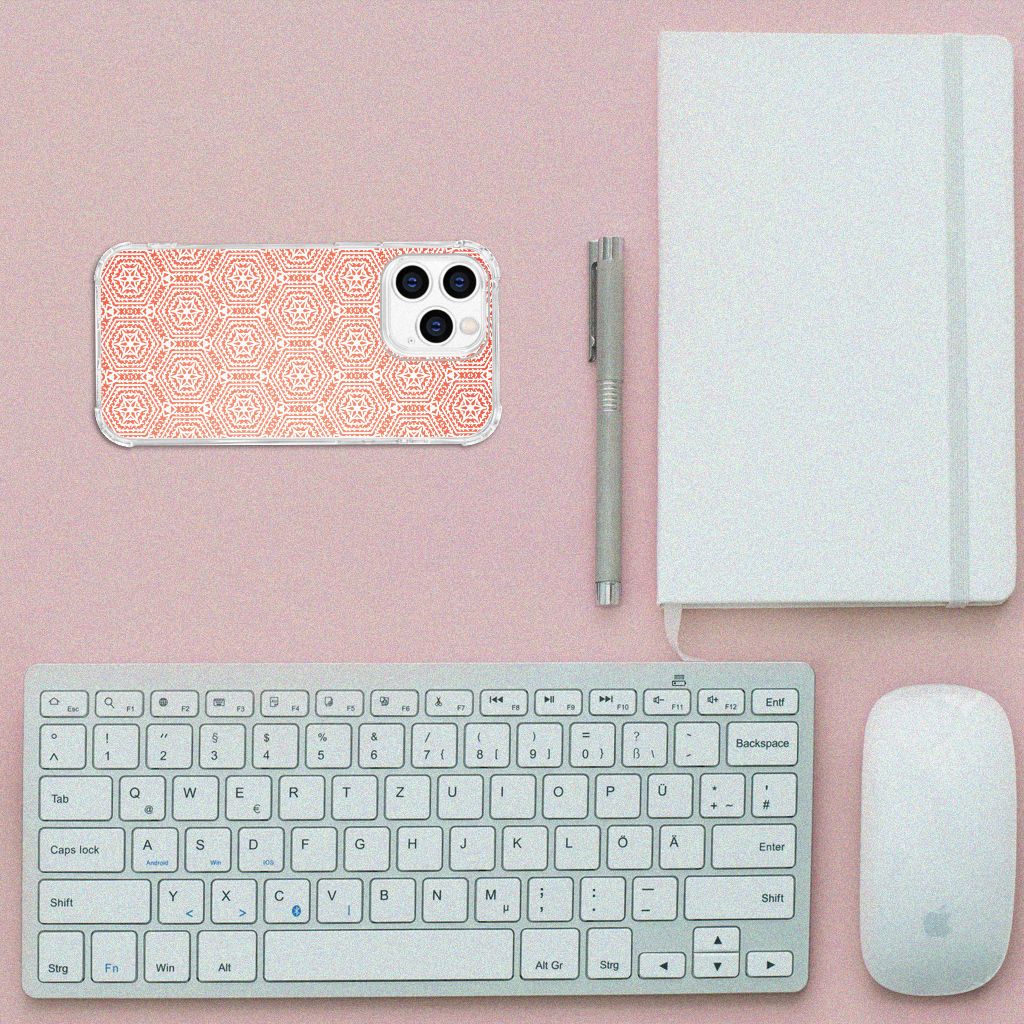 iPhone 14 Pro Doorzichtige Silicone Hoesje Pattern Orange B2C Telecom