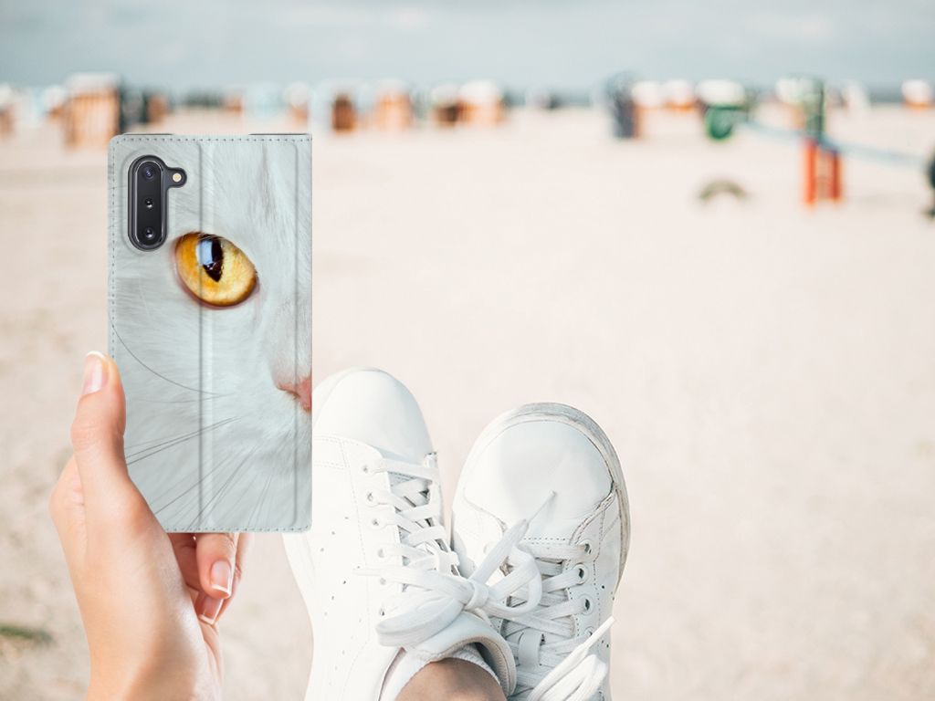 Samsung Galaxy Note 10 Hoesje maken Witte Kat