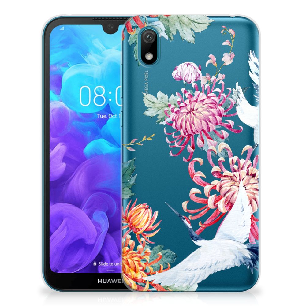 Huawei Y5 (2019) TPU Hoesje Bird Flowers