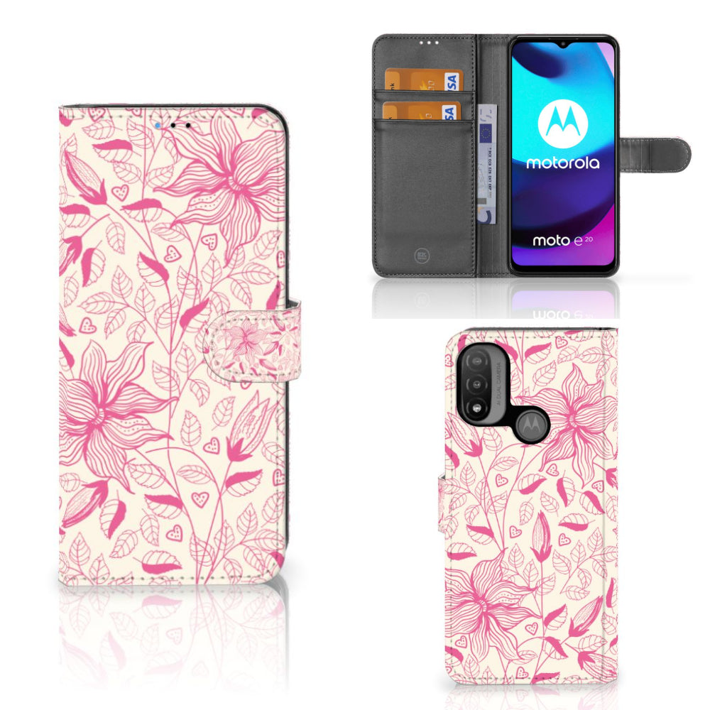 Motorola Moto E20 | E30 | E40 Hoesje Pink Flowers