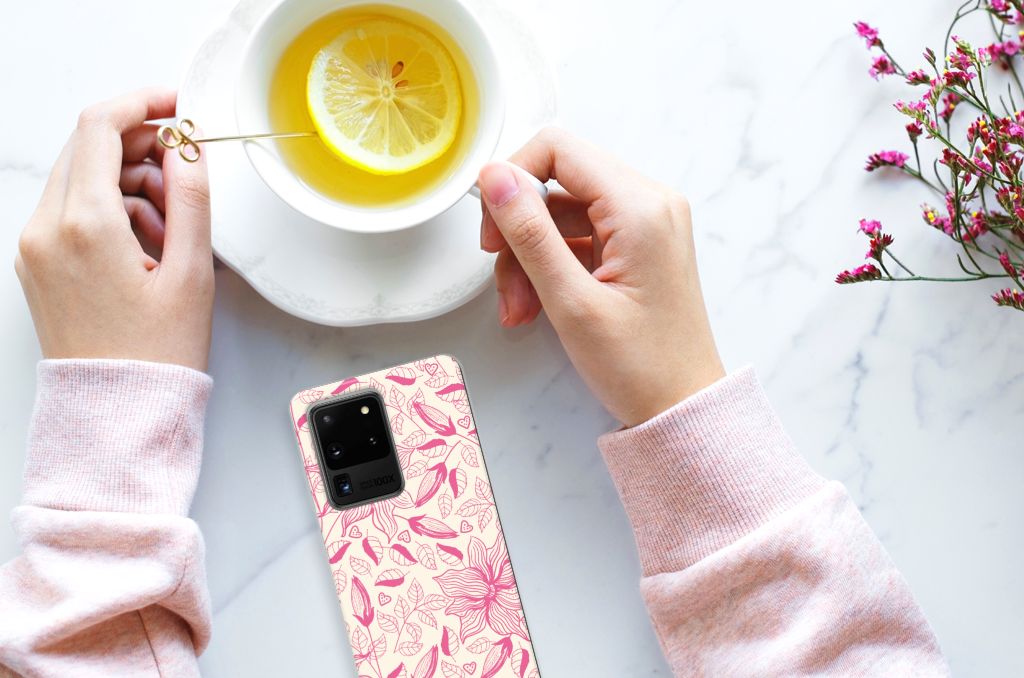 Samsung Galaxy S20 Ultra TPU Case Pink Flowers B2C Telecom