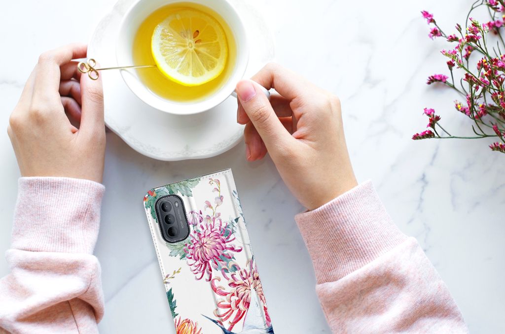 Motorola Moto G31 | G41 Hoesje maken Bird Flowers - B2C Telecom
