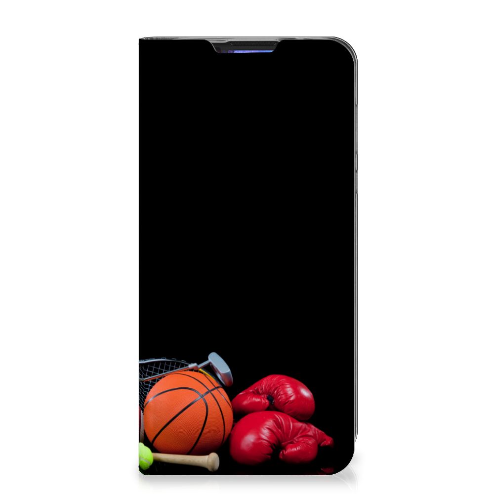 Motorola Moto G Pro Hippe Standcase Sports with sports equipment design including a basketball and boxing gloves.