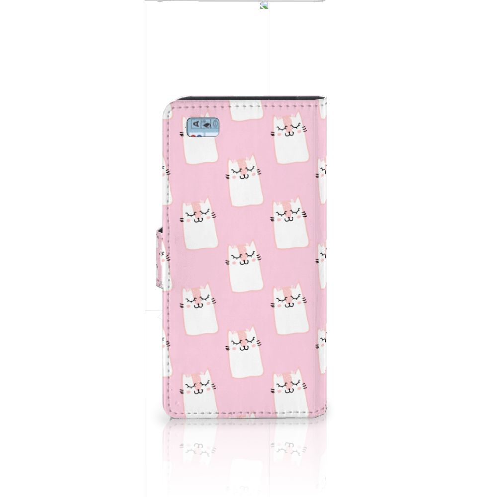 Huawei Ascend P8 Lite Telefoonhoesje met Pasjes Sleeping Cats