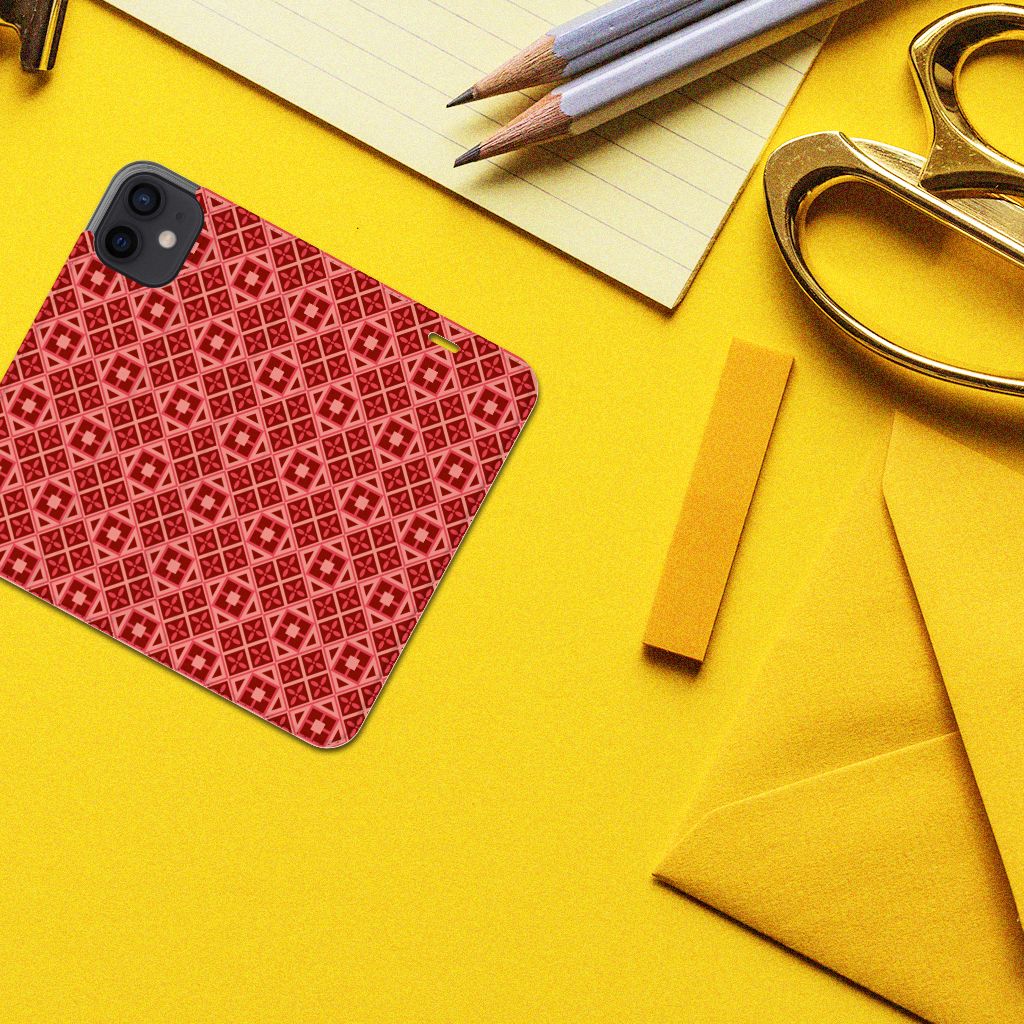 iPhone 12 Mini Hoesje met Magneet Batik Rood - B2C Telecom