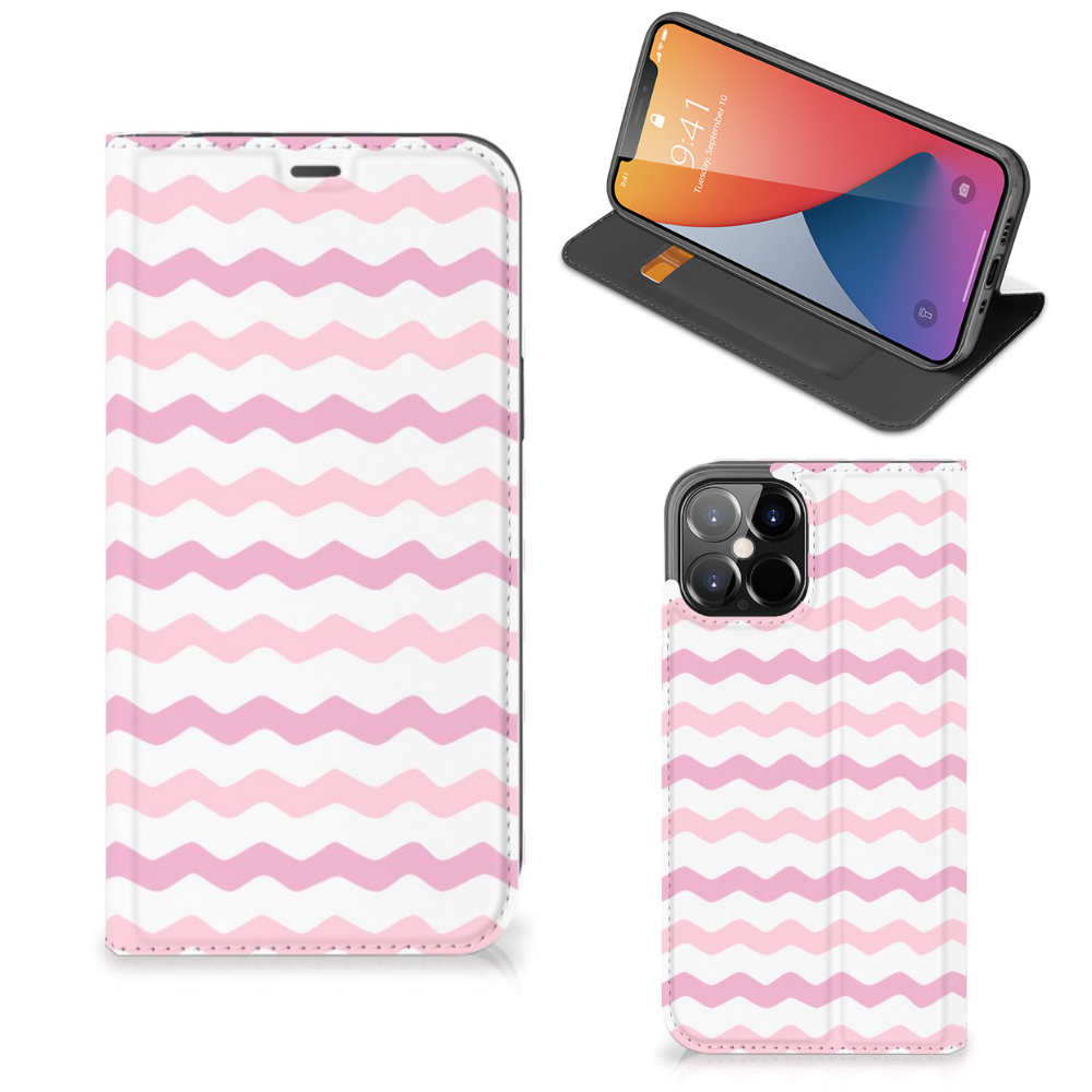 iPhone 12 Pro Max Hoesje met Magneet Waves Roze - B2C Telecom