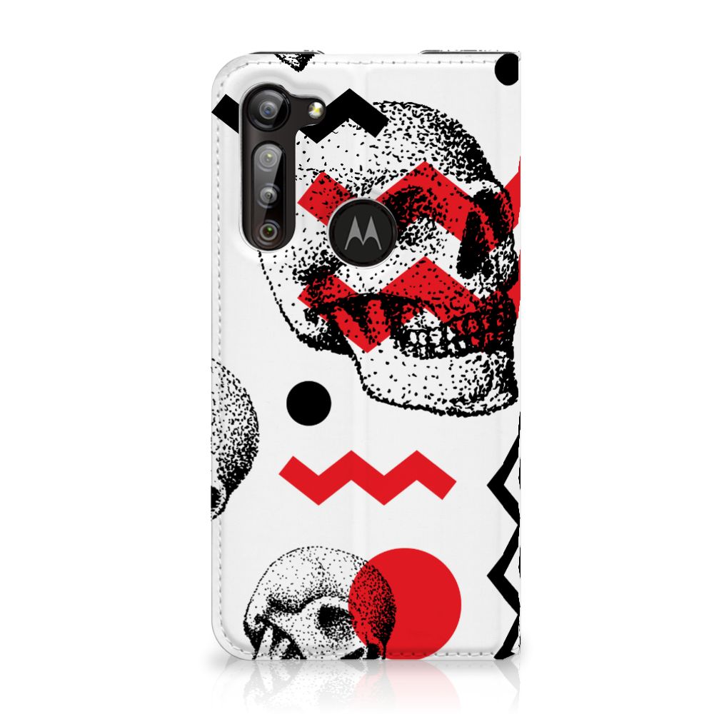 Mobiel BookCase Motorola Moto G8 Power Skull Red - B2C Telecom