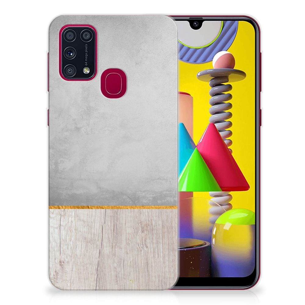 Samsung Galaxy M31 Bumper Hoesje Wood Concrete B2C Telecom