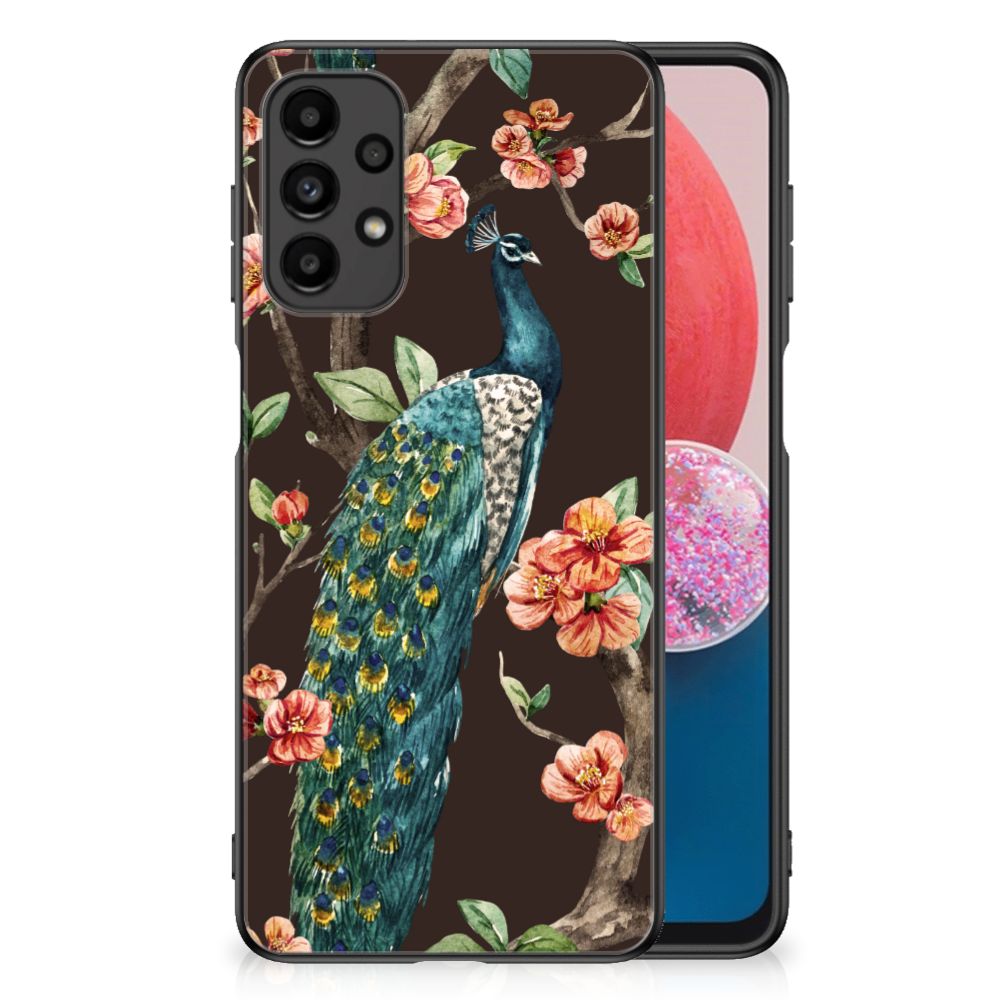 Samsung Galaxy A13 4G Dierenprint Telefoonhoesje Pauw met Bloemen B2C Telecom