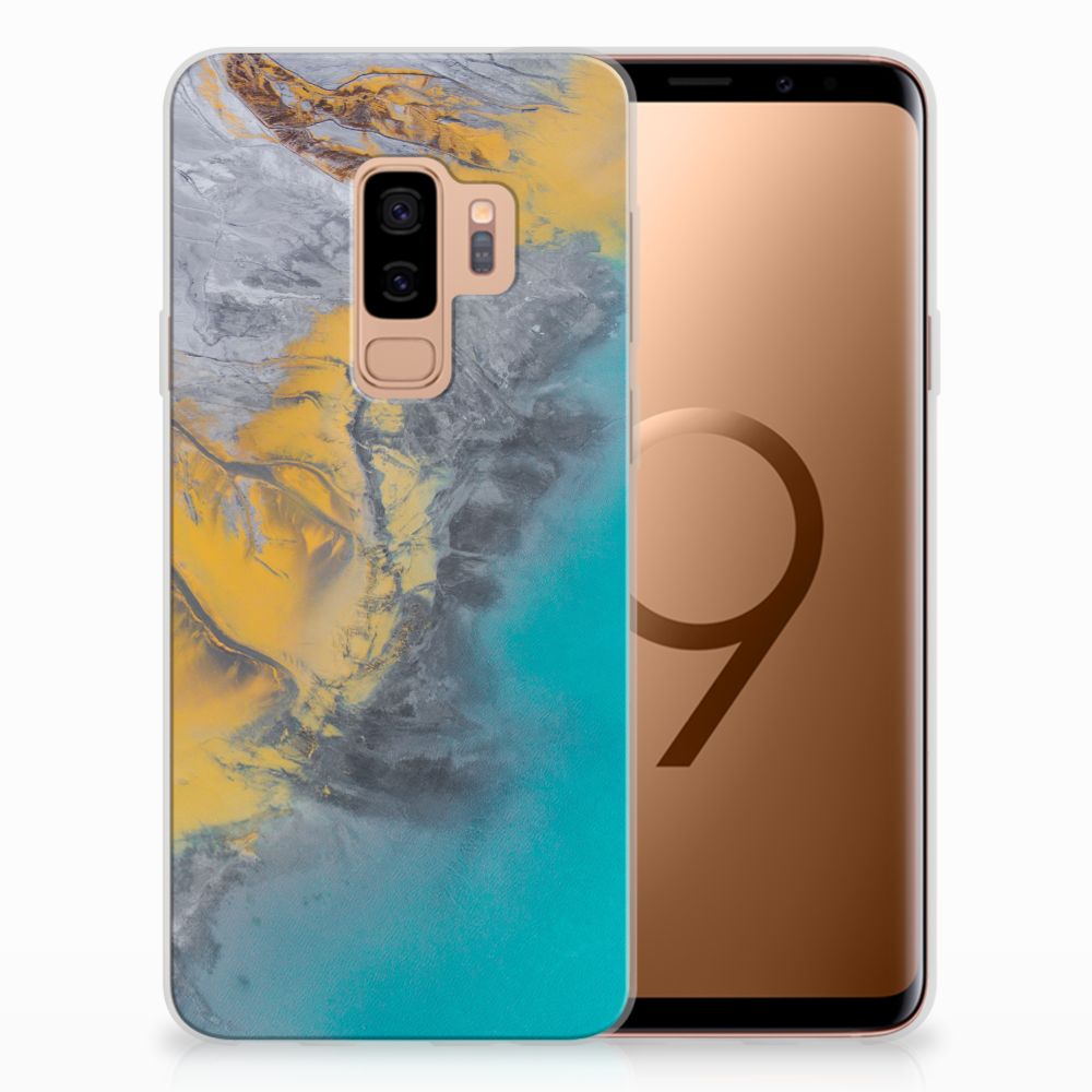 Samsung Galaxy S9 Plus TPU Siliconen Hoesje Marble Blue Gold