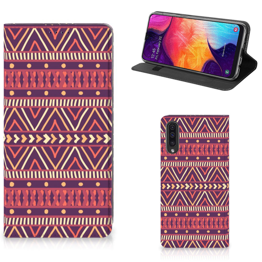 Samsung Galaxy A50 Hoesje met Magneet Aztec Paars