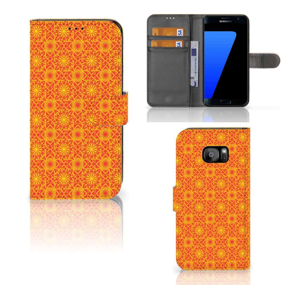 Samsung Galaxy S7 Edge Telefoon Hoesje Batik Oranje