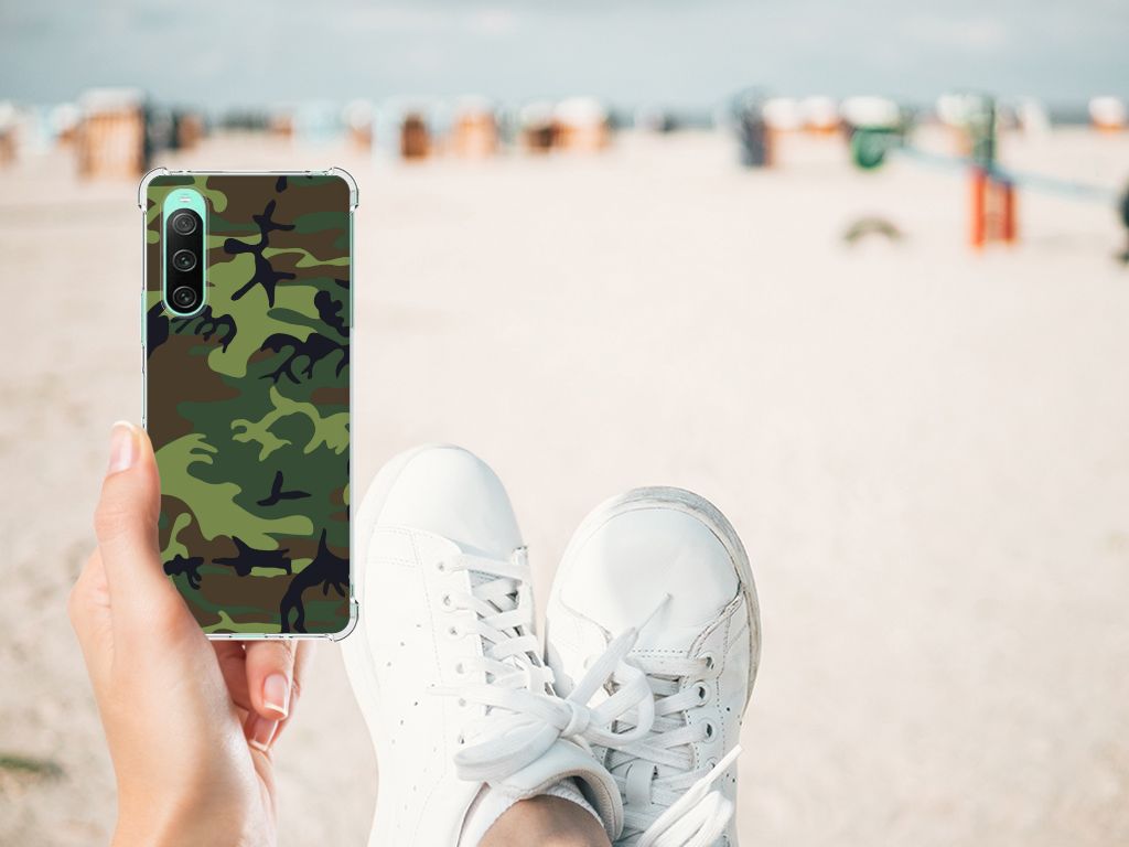 Sony Xperia 10 V Doorzichtige Silicone Hoesje Army Dark B2C Telecom