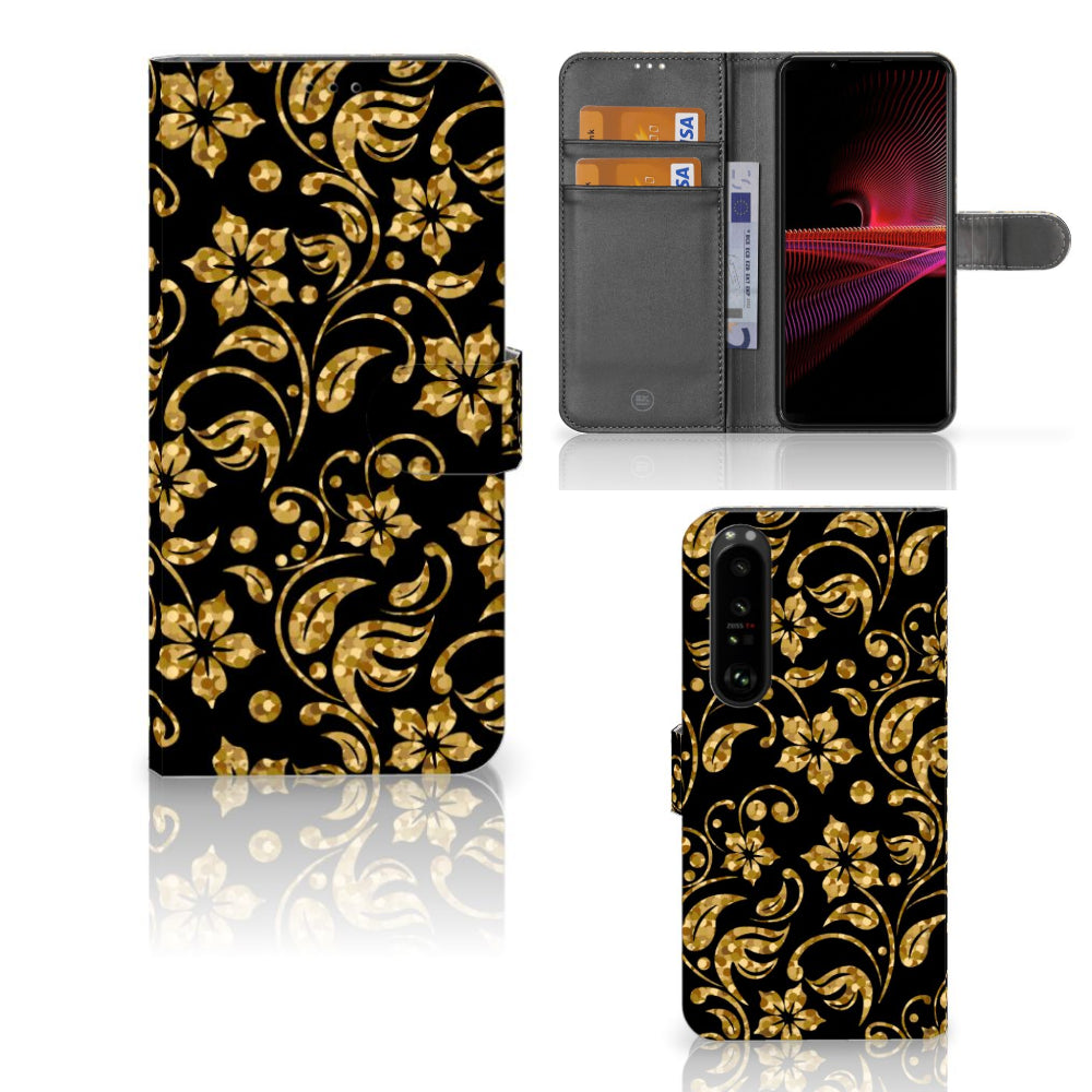 Sony Xperia 1 III Hoesje Gouden Bloemen