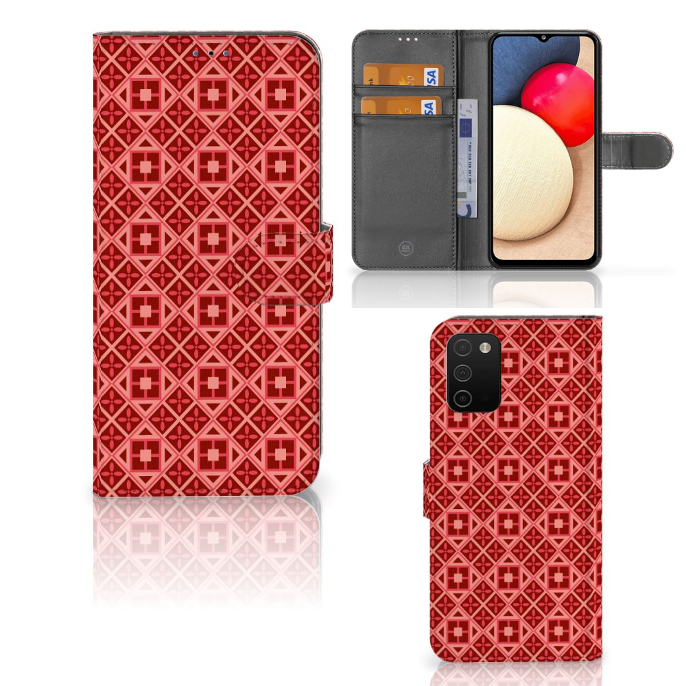 Samsung Galaxy A03s Telefoon Hoesje Batik Rood
