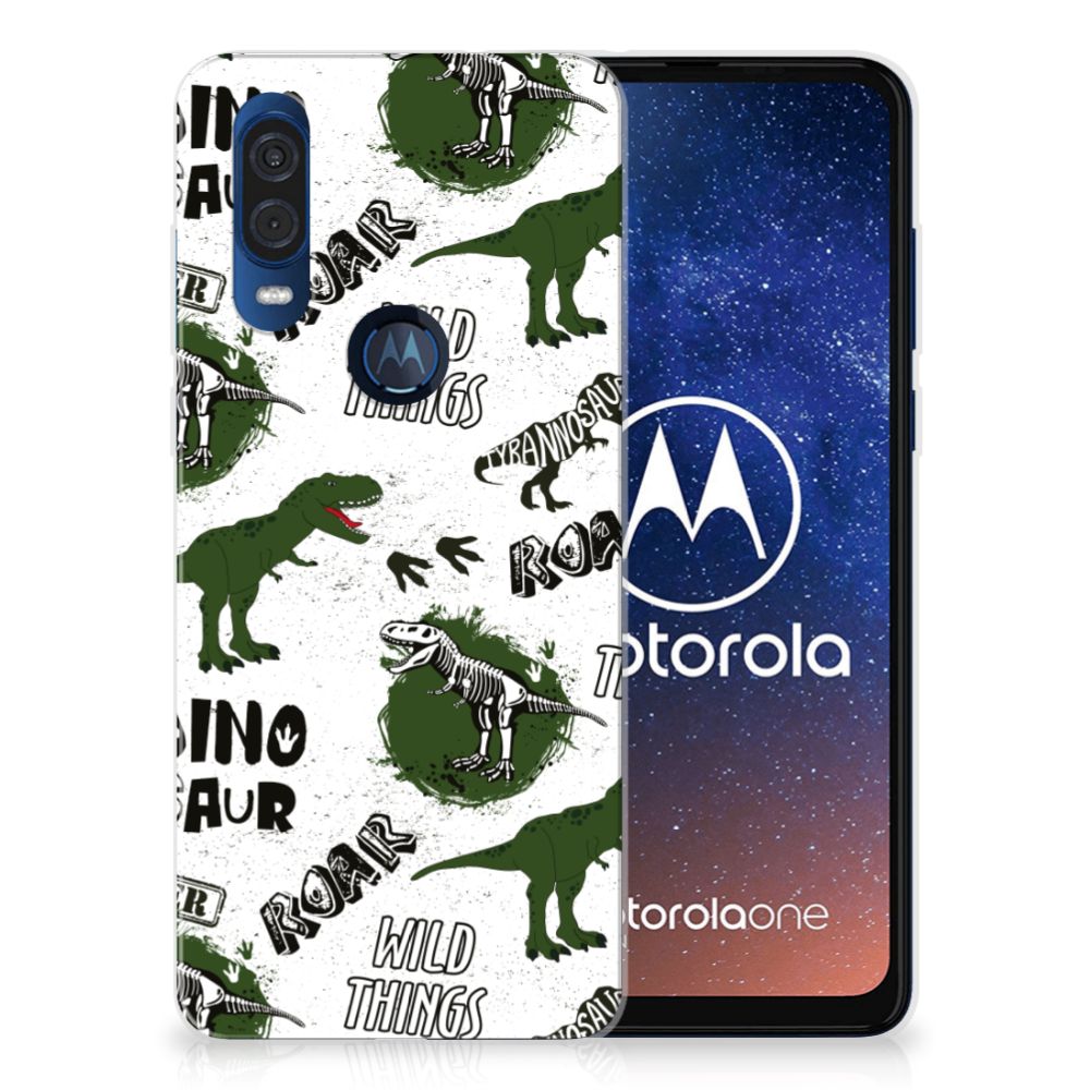 TPU Hoesje voor Motorola One Vision Dinosaurus