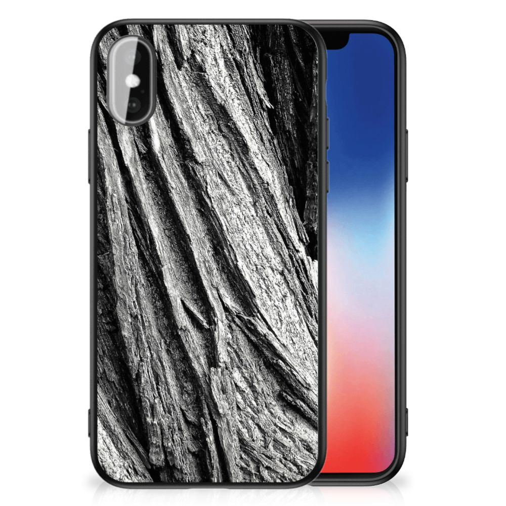 Houten Print Telefoonhoesje iPhone X | Xs Boomschors Grijs