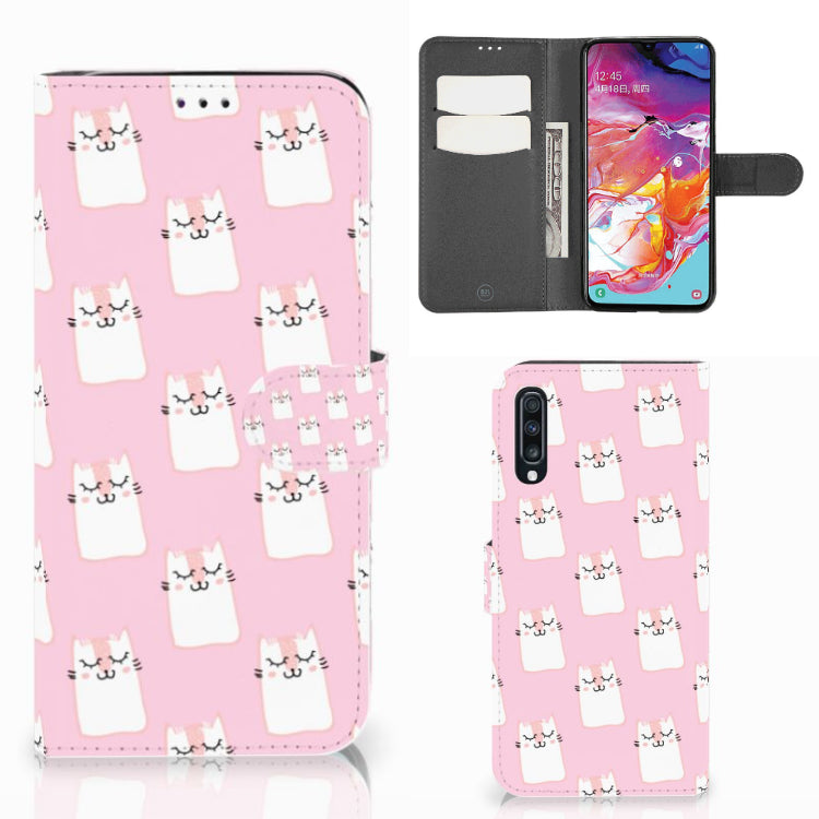 Samsung Galaxy A70 Telefoonhoesje met Pasjes Sleeping Cats