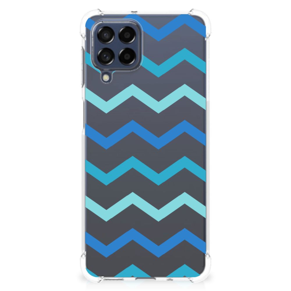 Samsung Galaxy M53 Doorzichtige Silicone Hoesje Zigzag Blauw