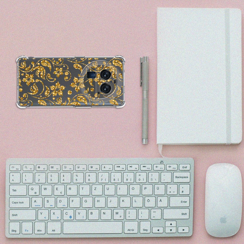 OPPO Find X6 Pro Case Gouden Bloemen B2C Telecom